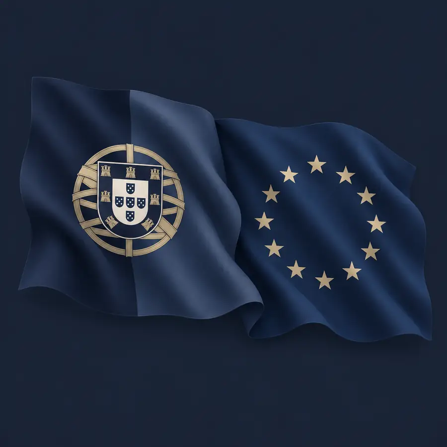 Bandeiras de Portugal e da União Europeia